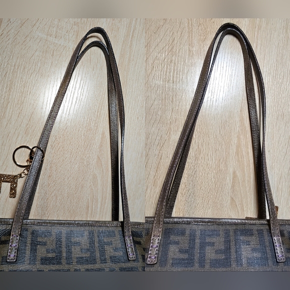 Authentic FENDI Zucca Spalmati Canvas Large Tote Shoulder Bag Purple 💜 - Picture 7 of 12